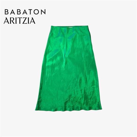 Aritzia babaton green silky green midi skirt size 0 - Picture 1 of 8